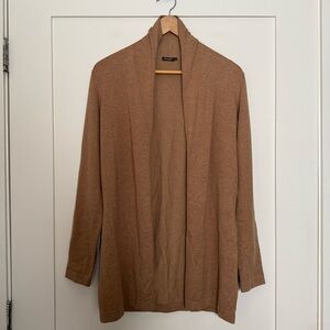 J McLaughlin Cardigan Womens Sz S Camel Open Front Cotton Blend Casual Timeless